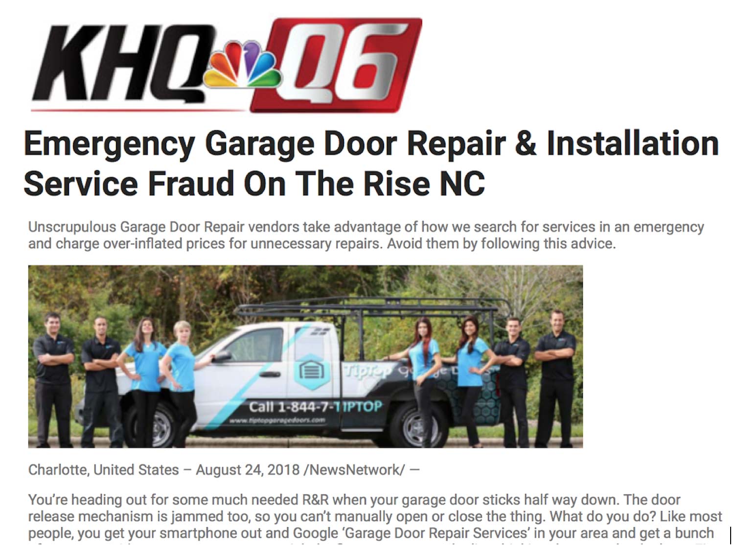Emergency Garage Door Service Fraud on the rise in Charlotte